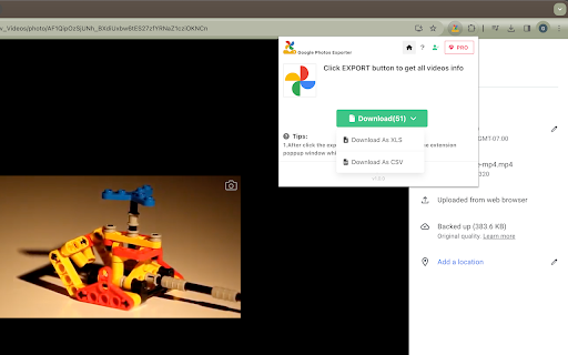 Google Photos Video Exporter screenshot