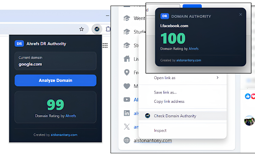 Domain Authority Checker screenshot