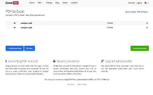 PDF to Excel screenshot