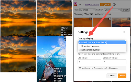 IG Sorter - Sort Feed - works on Instagram™ screenshot