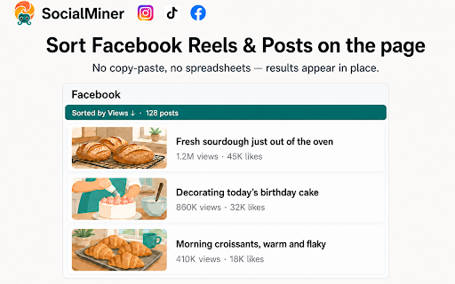 SocialMiner - Sort Feed Sorter & Downloader for Instagram, TikTok, Facebook screenshot