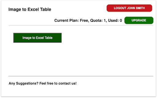 Image to Excel Table screenshot