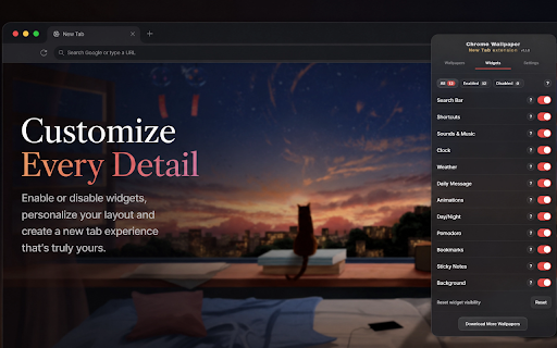 CW New Tab — Live Wallpapers & Widgets screenshot
