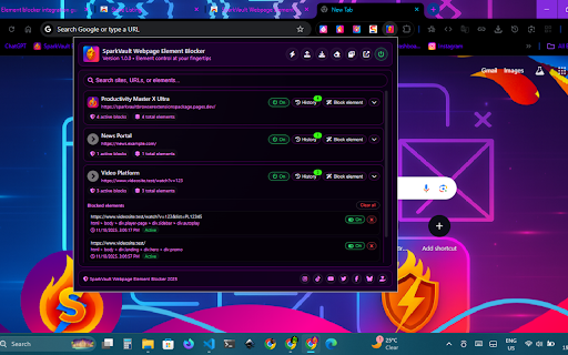 SparkVault Webpage Element Blocker screenshot