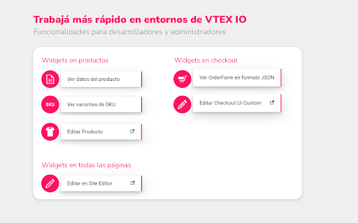 VTEX IO Shortcuts screenshot