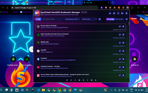 SparkVault NextGEN Bookmarks Manager screenshot