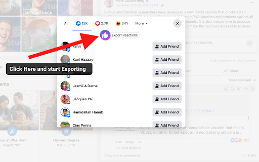 ESUIT | Reactions Exporter for Facebook™ screenshot