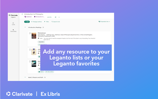 Leganto Cite it! Bookmarking Tool screenshot