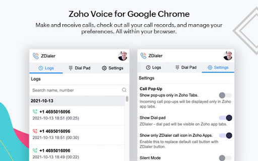 ZDialer - Zoho Voice Extension screenshot