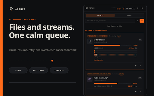 Aether — Download Manager for Chrome | HLS Video, Torrents & Debrid screenshot