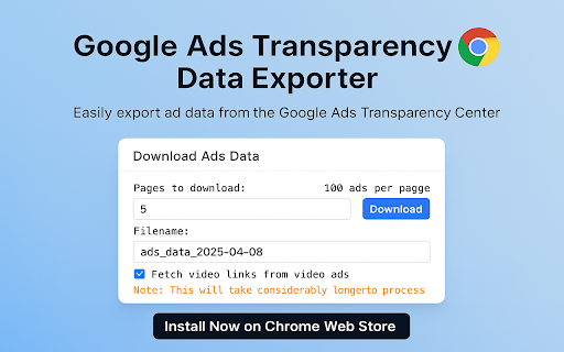 Google Ads Transparency Data Exporter screenshot