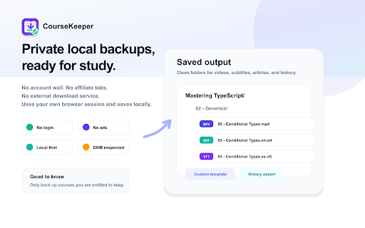 CourseKeeper: Video Downloader for Udemy screenshot