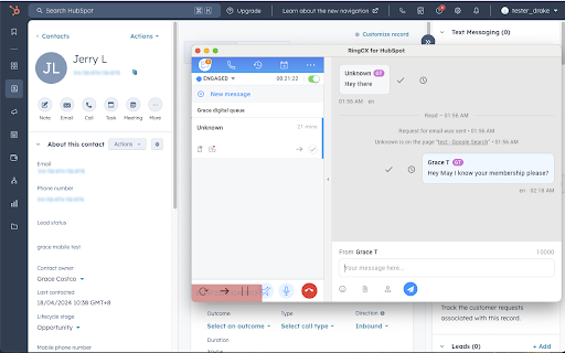 RingCentral RingCX for HubSpot screenshot