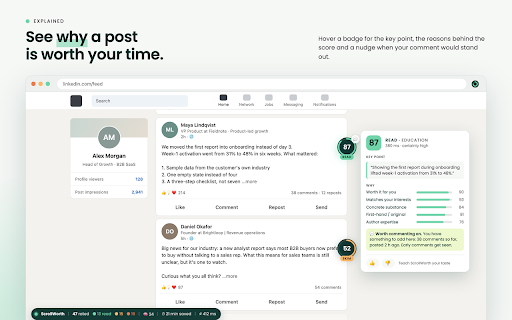 ScrollWorth: read what's worth it on LinkedIn screenshot