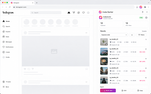 Insta sorter - Sort Feed on Instagram screenshot