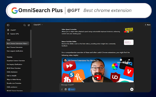 OmniSearch Plus - ChatGPT, Claude, YouTube, Bing Search Bar screenshot