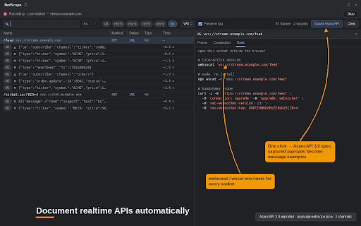 NetScope – Search Network Responses & WebSockets screenshot