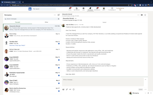 Fullwidth messaging for Linkedin screenshot