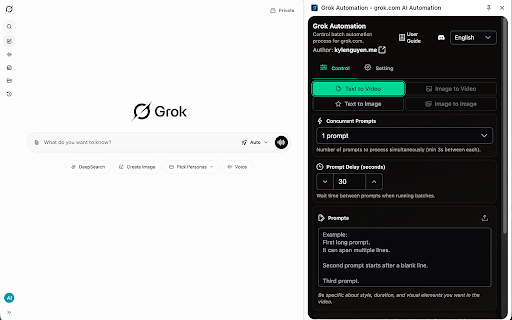 Grok Automation - Auto Grok on Grok.com screenshot