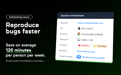 Marker.io: Visual bug reporting for websites screenshot