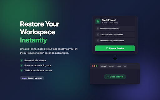 Session Manager Pro - Save and Restore Tabs screenshot