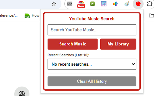 YouTube Music Web Player Search screenshot