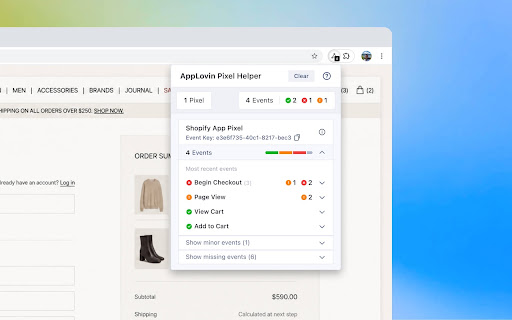AppLovin Pixel Helper screenshot