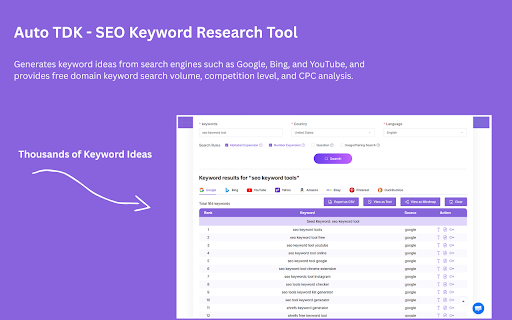 AutoTDK - SEO Search Keyword Tool screenshot