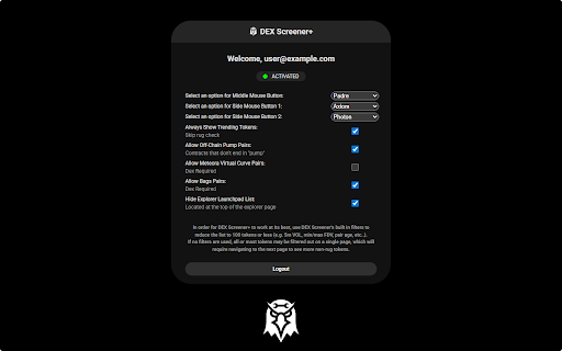 DEX Screener Utilities - Rug Filter, Bot Links & more! - dexscreener.com screenshot
