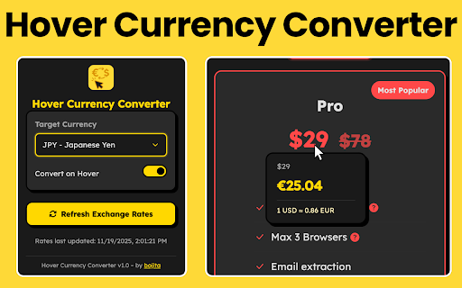 Hover Currency Converter screenshot