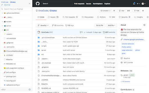 Gitako - GitHub file tree screenshot