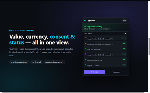 TagProof — Analytics & Pixel QA Inspector screenshot