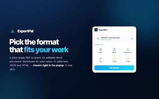 ExportPal - Save & Export ChatGPT, Claude, Gemini to PDF & Word screenshot