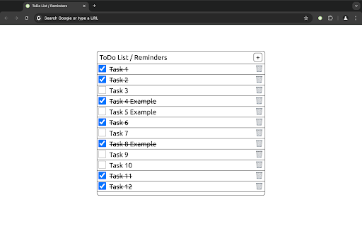 New Tab ToDo List / Reminders screenshot