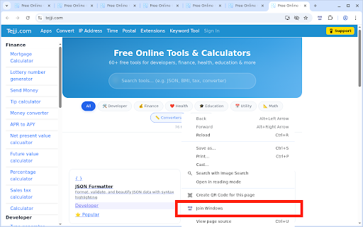 Join Windows screenshot