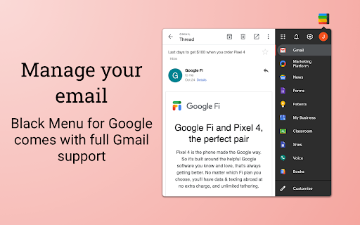 Black Menu for Google™ screenshot