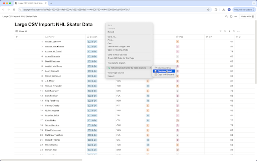 Data Extractor for Notion by Table Capture screenshot