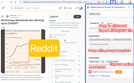 Reddit Comment Scraper & Comments Exporter screenshot