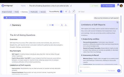 Mindgrasp AI Chrome Extension screenshot