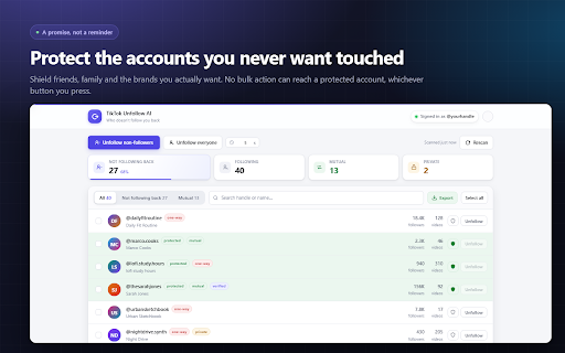 TikTok Unfollow AI - Mass & Auto Unfollow All, Everyone & Non-Followers screenshot