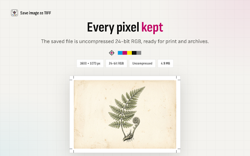 Save image as TIFF — Uncompressed Format Converter for Print screenshot