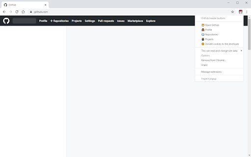 GitHub header buttons screenshot