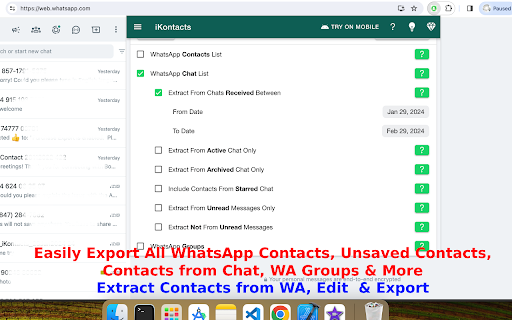 iKontacts – Contact Manager & Tools for Web Messenger screenshot
