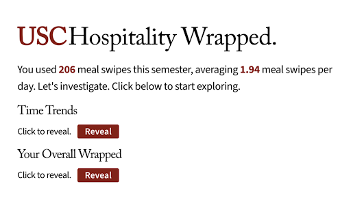 USC Hospitality Wrapped screenshot