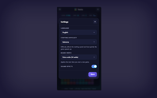 Tetris — Side Panel screenshot