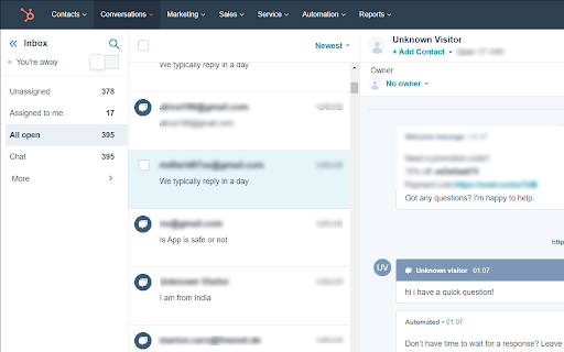 Export Hubspot Conversations screenshot