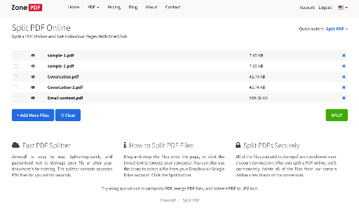 Split PDF screenshot