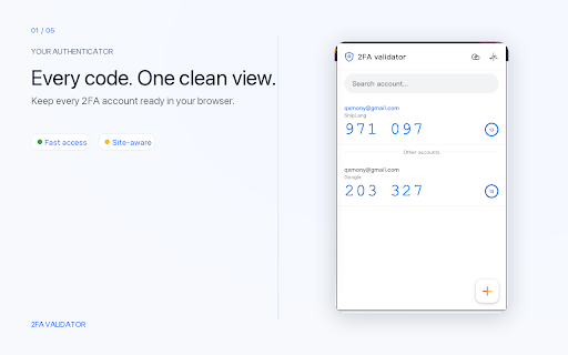 Modern 2FA verifier screenshot