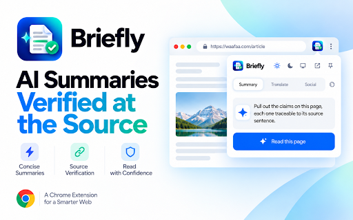 Briefly - AI Summaries Verified at the Source screenshot