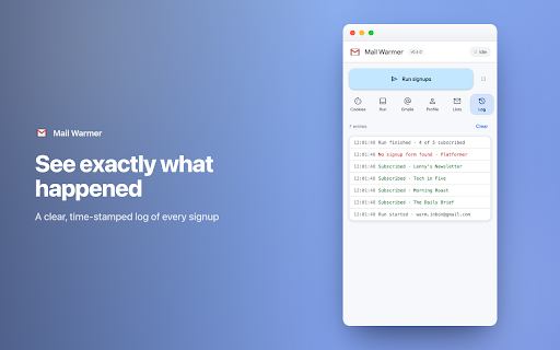 Mail Warmer screenshot